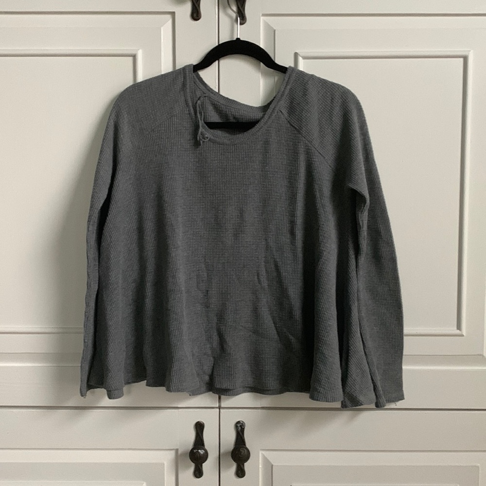 Gray sweater -waffle texture